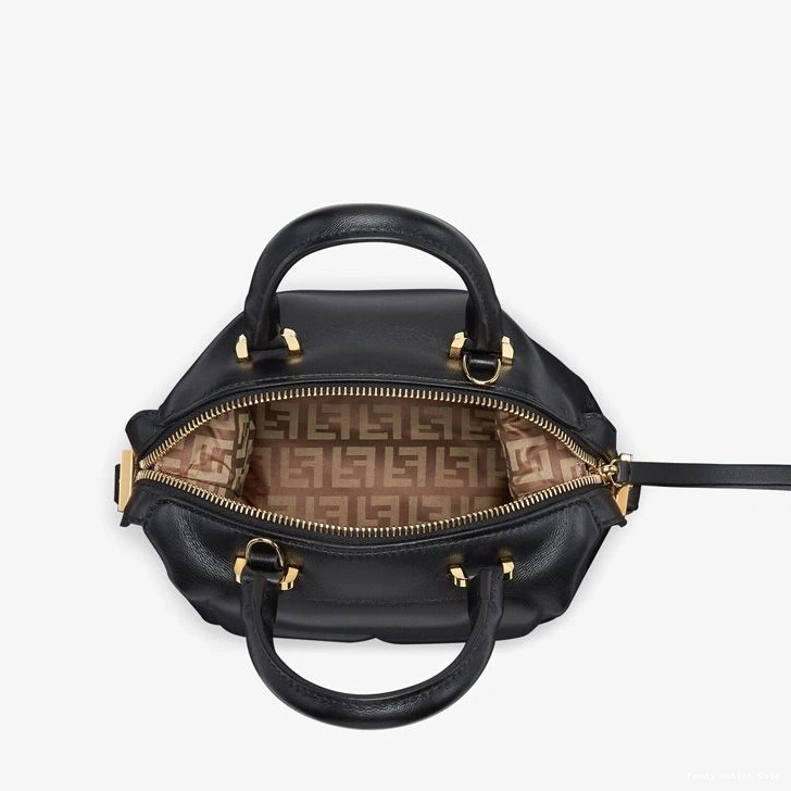 Cheap Black Mini Bag In Fendi FF Cube Nappa Leather 0707